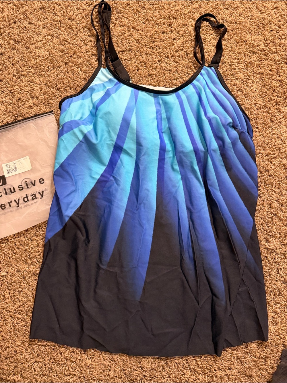Source Unknown Blue Ombre Radiant Swim Dress with Black Straps